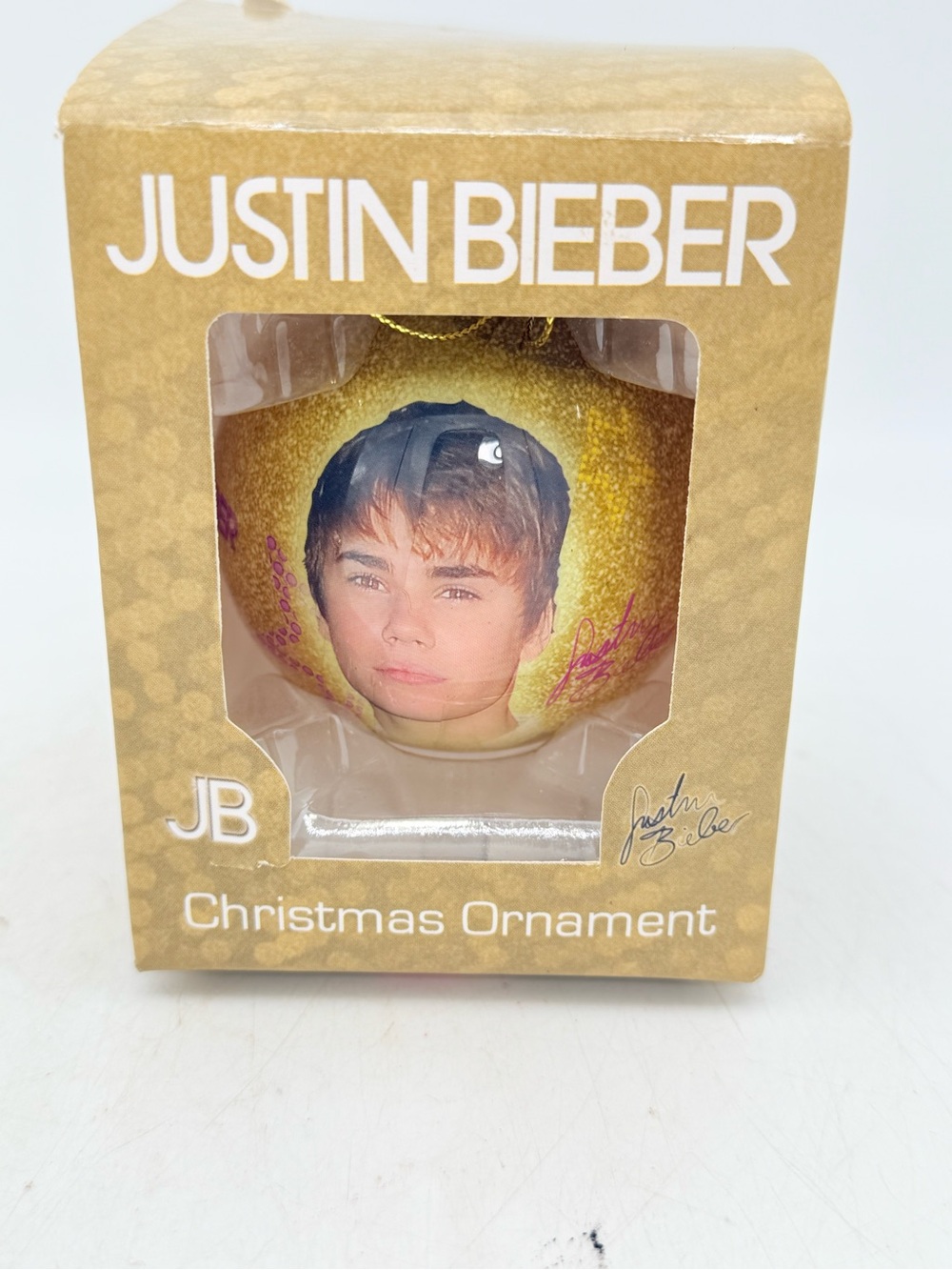 Justin Bieber Gold and Purple Christmas tree Ornament